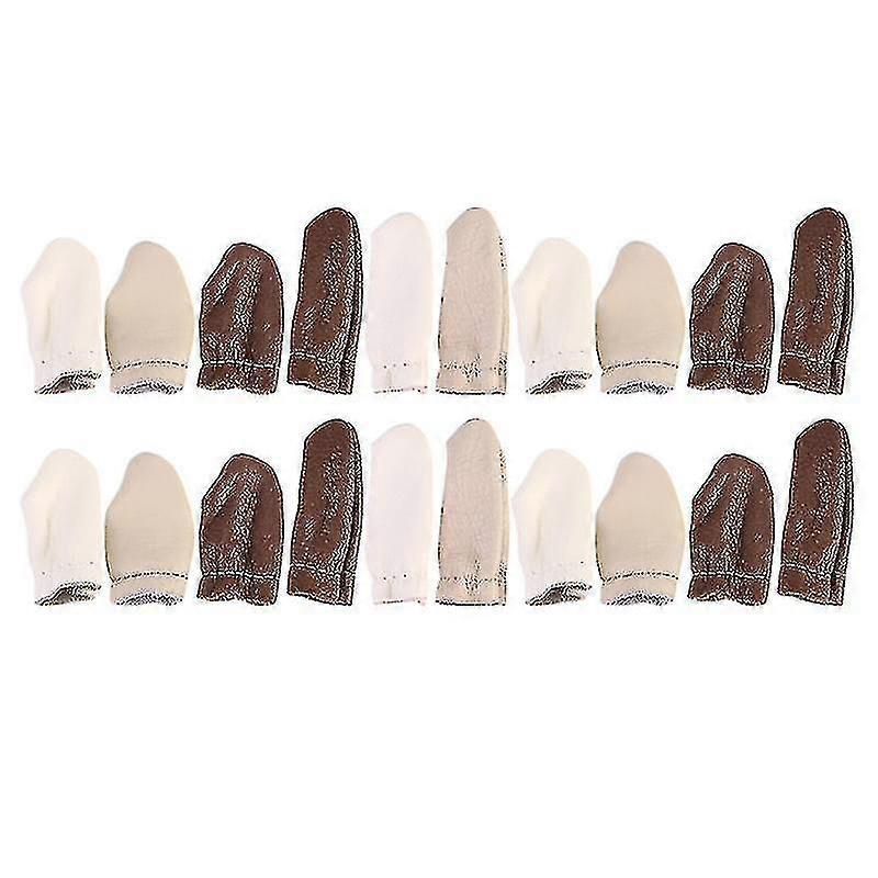 20pcs Leather Thimble Finger Protectors Practical Finger Cots (color aleatorio)