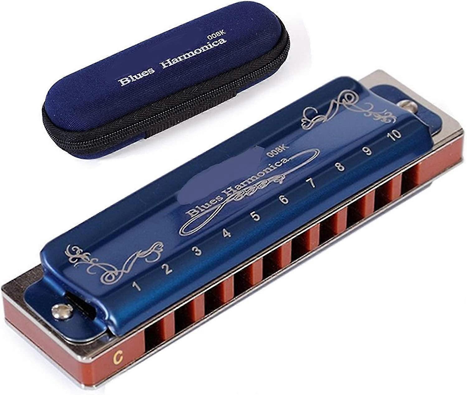 Harmonica Harmonica Diatonic 10 Holes Blues Harp 2 Color 12 Keys/low F Mouth Ogan Woodwind Musical Instrument T008k Melodica Gaita (color : Blue Color