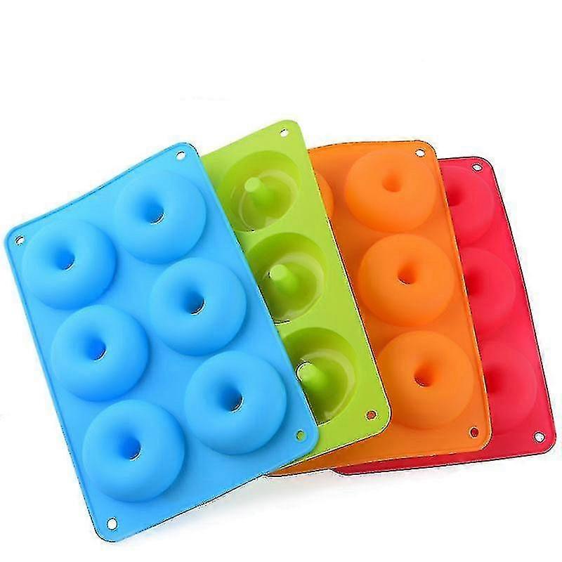 Six Grid Silicone Donut Baking Tools Kitchen Cake Mold Bright Donut Baking Pan Mold Decoration