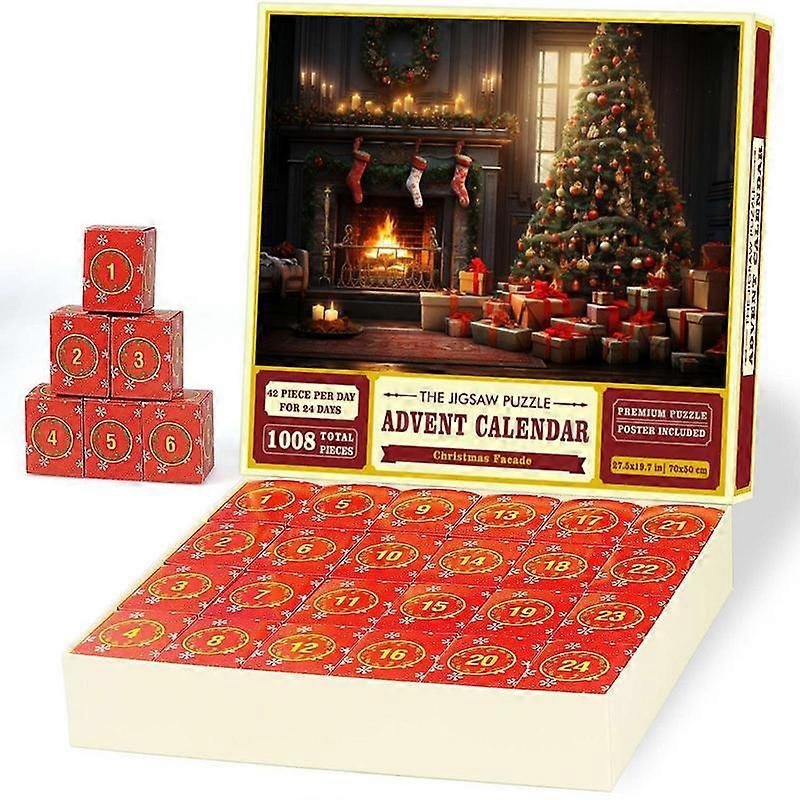 Halloween jul adventskalender 2023 Julpussel 24 dagar överraskning nedräkningskalendrar 1008 bitar pussel gåvor för barn