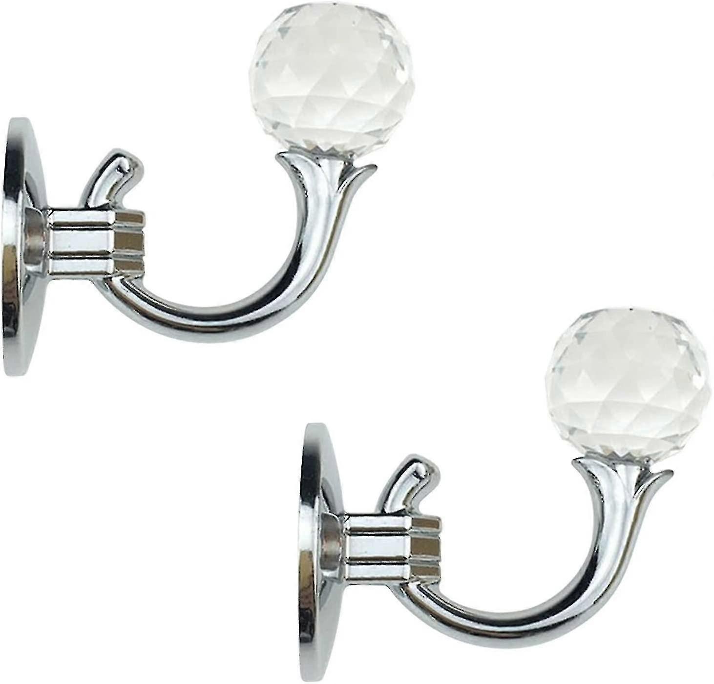 Curtain Hangers, 2 Pcs Crystal Curtain Hangers, Wall Hooks, Tassel Curtain Hangers, Decorative Windo