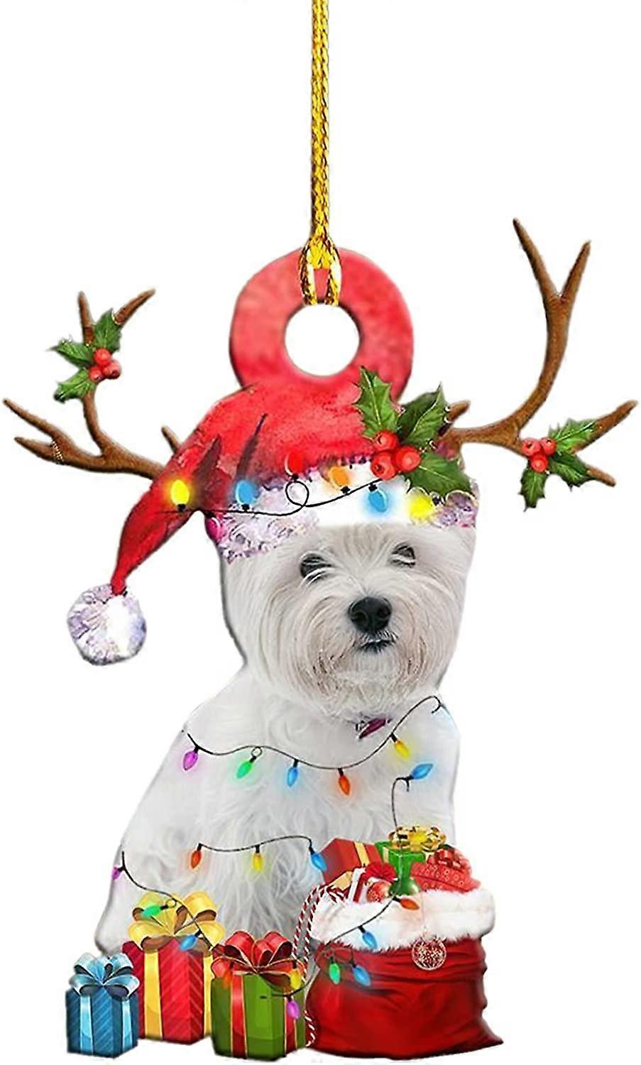 3 st Jul Prydnader Trä Valp Hund Julgran Hängande Prydnad Xmas Semester Prydnad Jul Dekor (E)