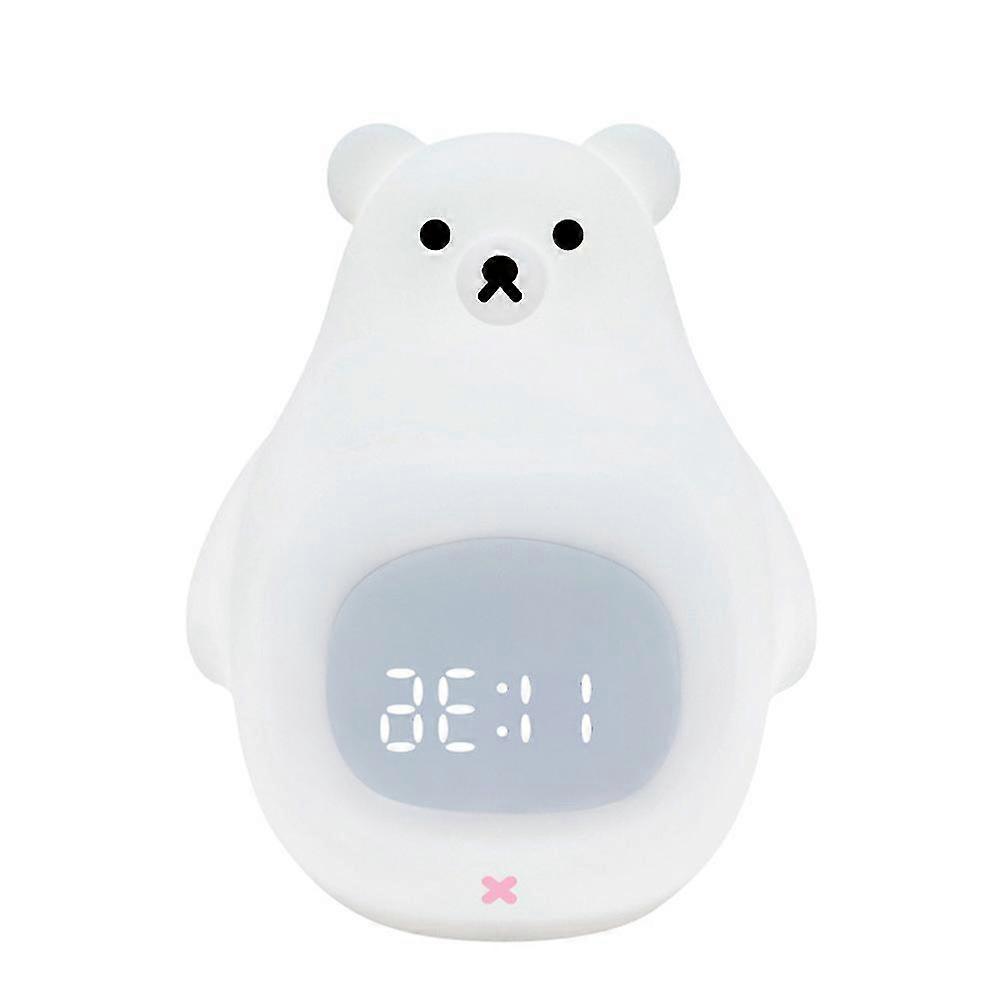 Big White Bear Alarm Clock Night Light Silicone Usb Rechargeable Student Night Light
