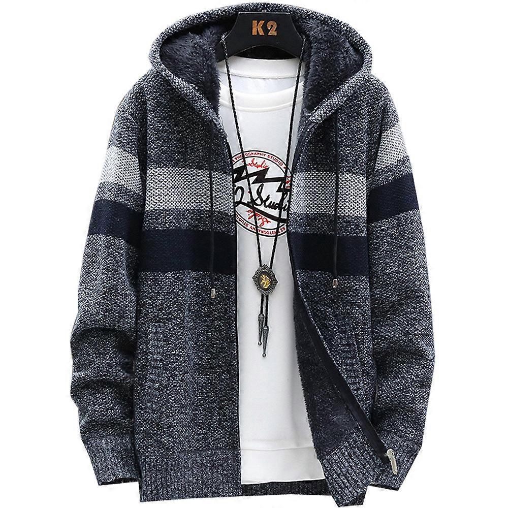 Men Jackets Fleece Warm Hooded Coat Zip Up Outwear