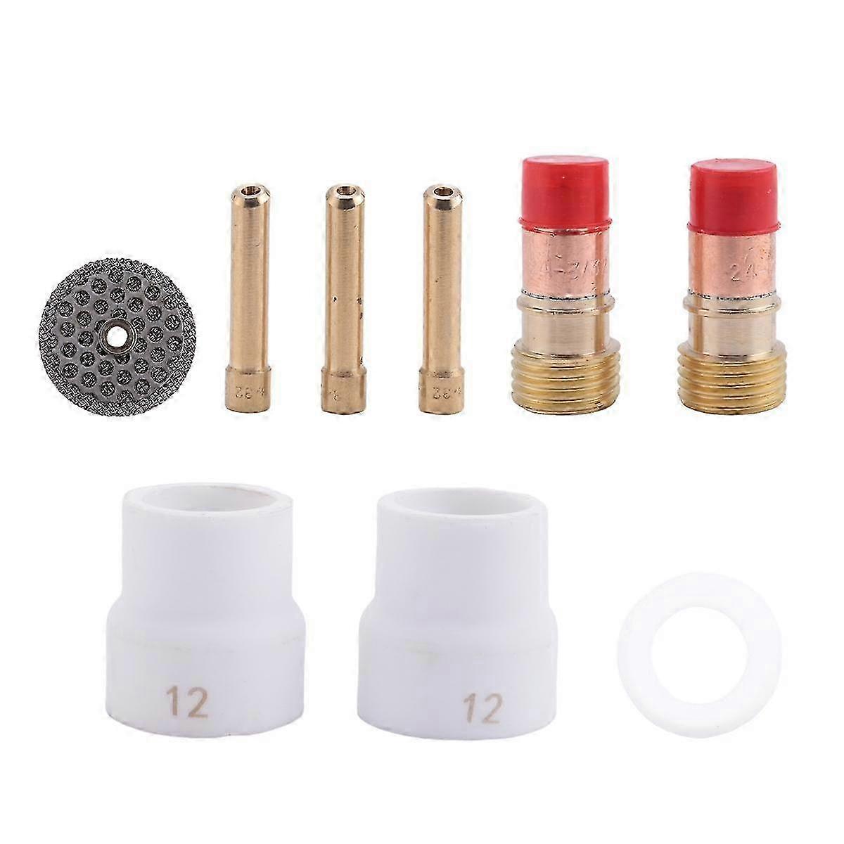 11 TIG-hegesztés 12 fehér kerámia fúvókás alumínium-oxid csészekészlet fáklyák 17 18 26 makacs patron testgáz lencse készlet 2,4 mm
