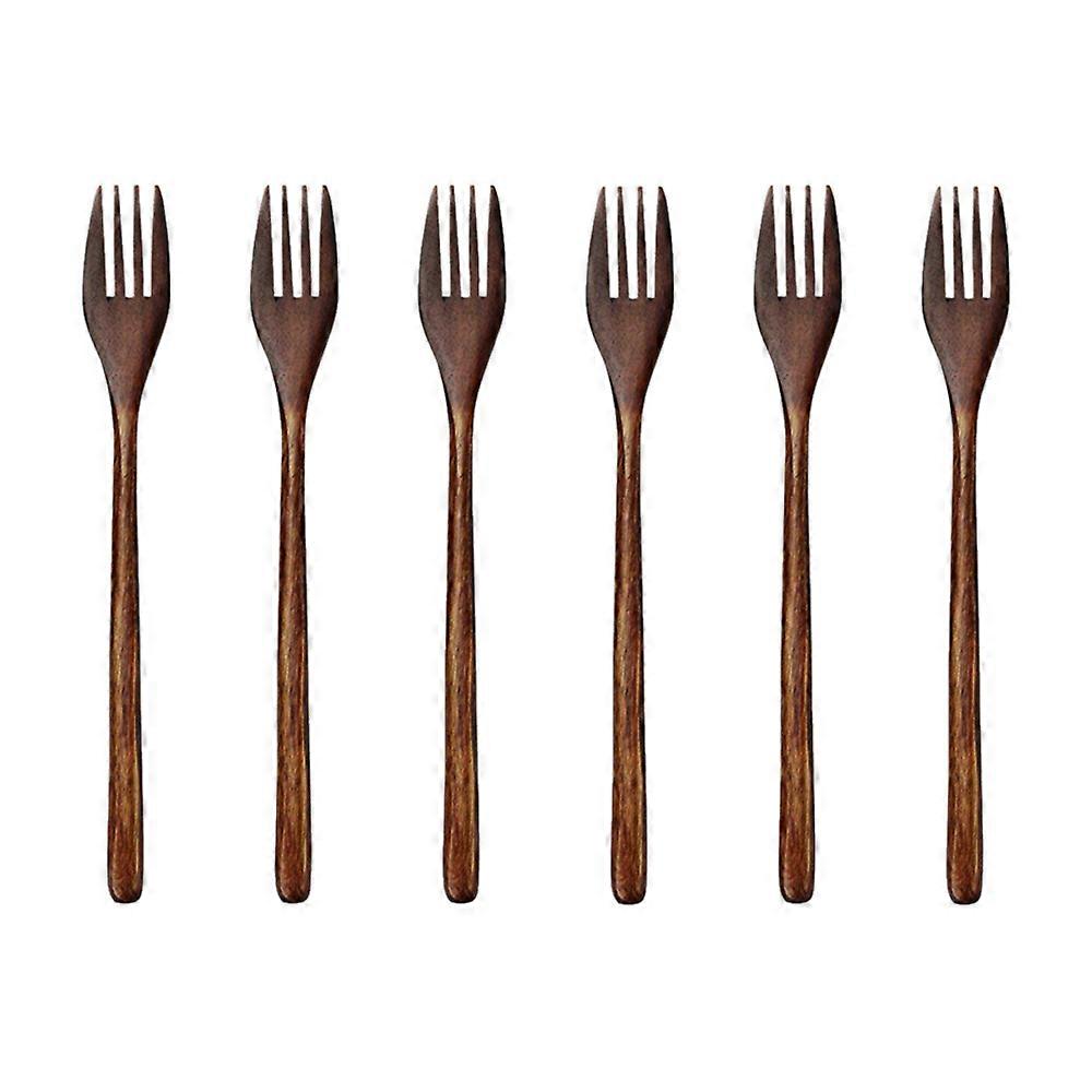 Wooden Forks, 6 Pieces Eco-Friendly Japanese Wood Salad Dinner Fork Tableware Dinnerware for Kids A