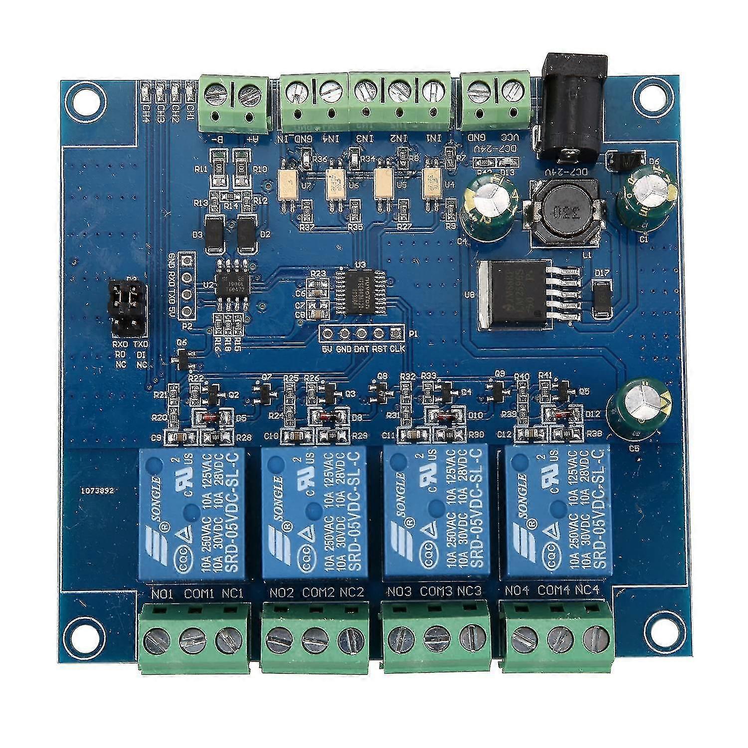 Modbus Rtu 4 Relay Module Input 485 Ttl Uart Communication 4-channel Input 7-24v Relay Module