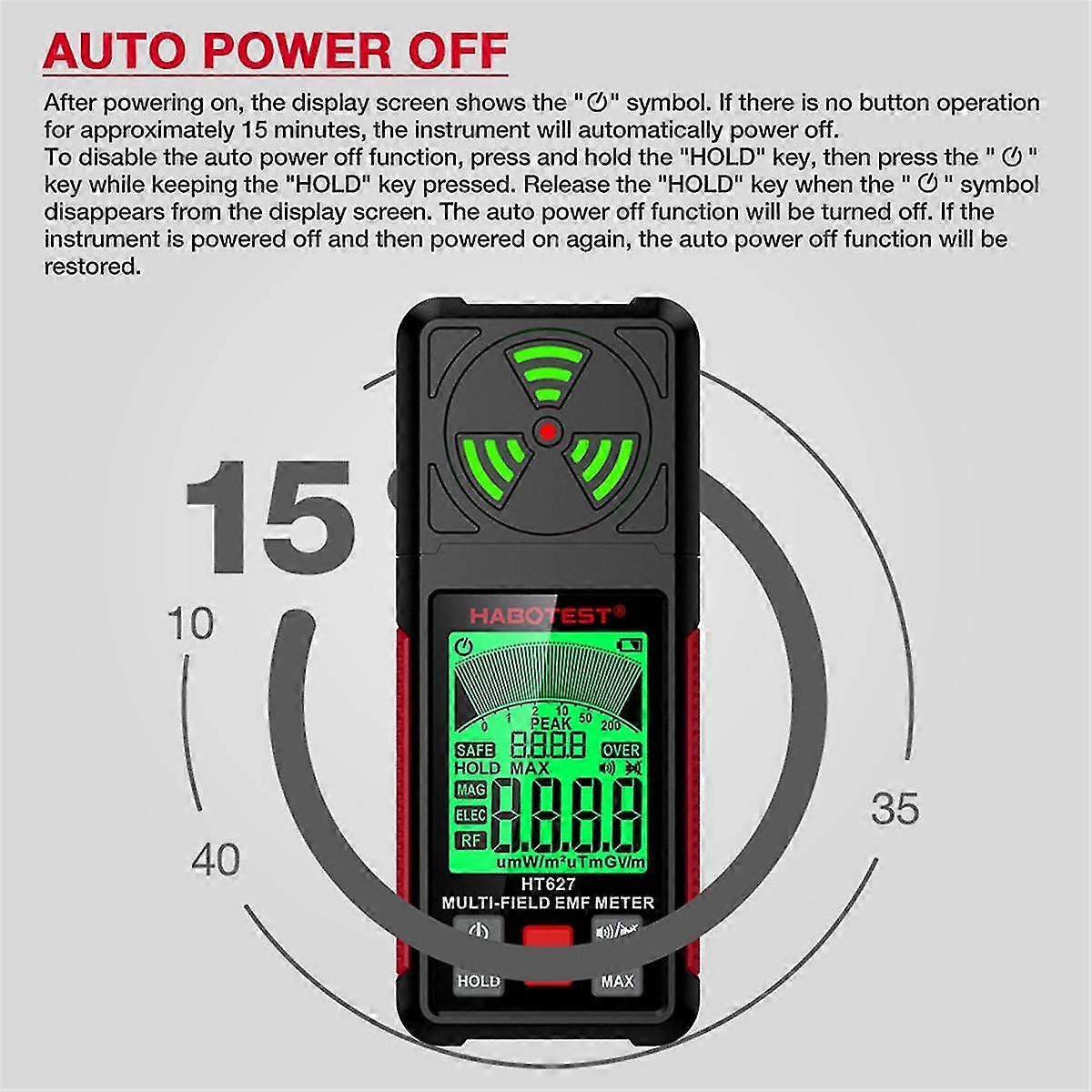 HT627 EMF Meter Professional Electromagnetic Field Radiation Detector Handheld Portable Radio Frequency Warn Meter