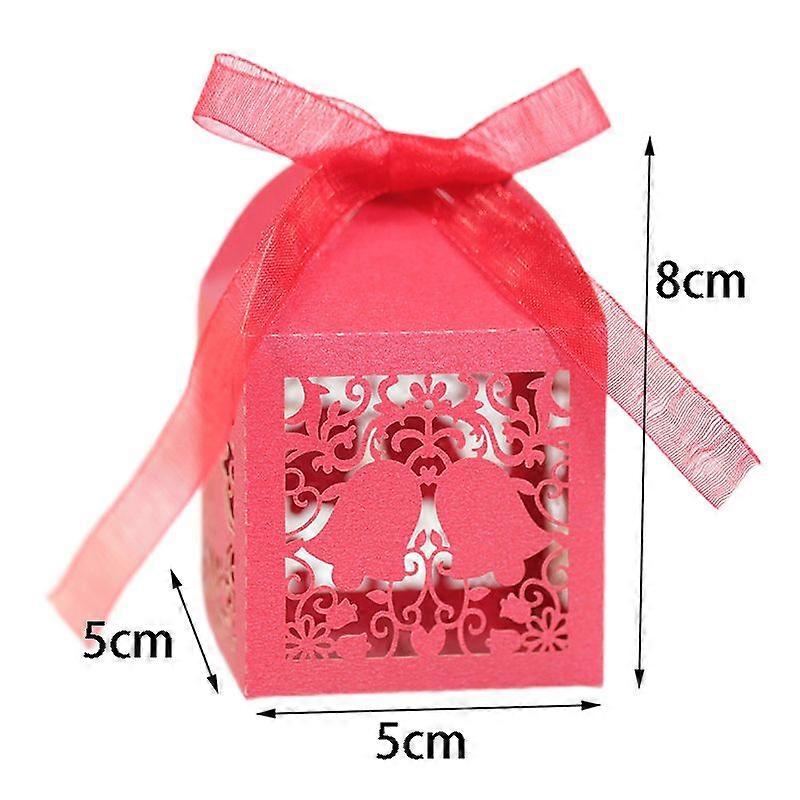 GaiBoSi 50/100 قطعة قطع ليزر أجراس عيد الميلاد علبة حلوى الشوكولاته ندفة الثلج تفضل صناديق تغليف الهدايا مع شريط لوازم حفلة رأس السنة الجديدةx