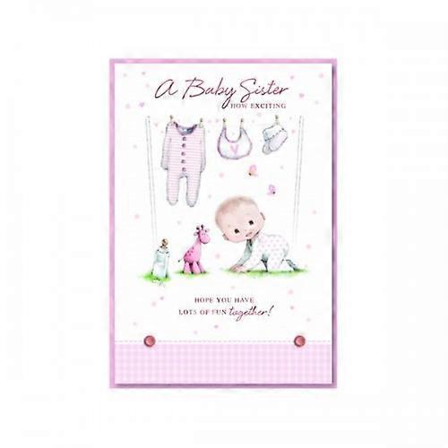 Simon Elvin A Baby Sister Clothes Line Birthday Greetings Card (Pack of 6)