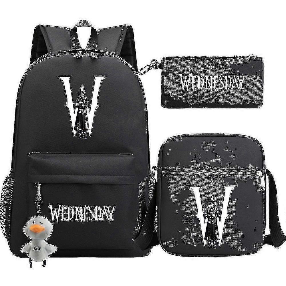 Wednesday Reppu 3kpl/setti Addams Print Tytöt Pojat Laukut Muoti Matka Lapset Koululaukut Unisex Reput-yvan Laadukas korkea laatu