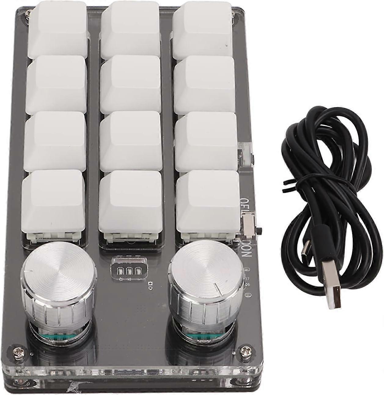 Mini tastiera da gioco meccanica a 12 tasti, controller programmabile con una sola mano con scorciatoia USB / Bluetooth con manopole