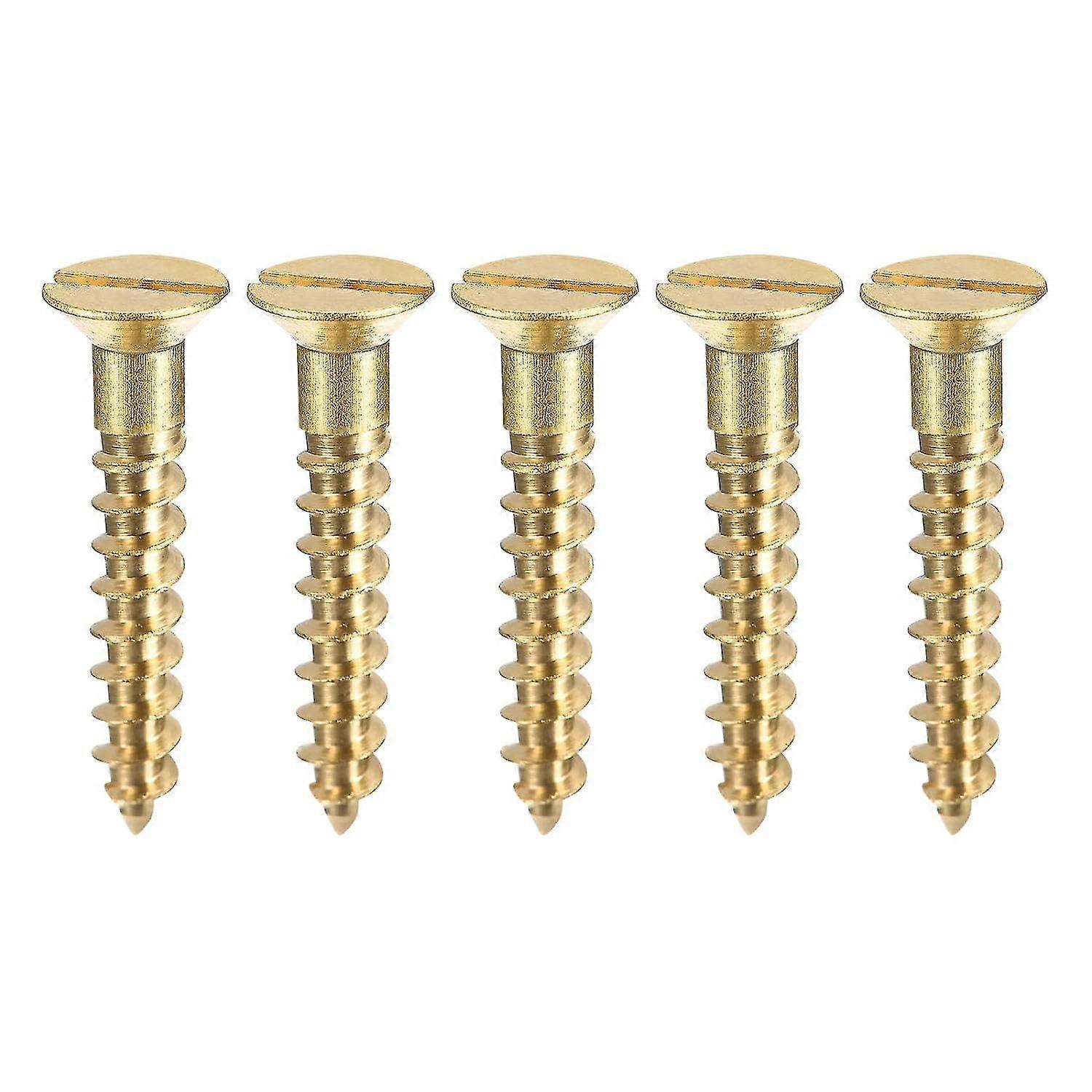 100db M4 x 25mm lapos fejű réselt sárgaréz fa csavarok