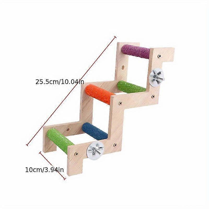 1pc Parrot Grinding Perch Stand Ladder, Colorful Wooden Bird Climbing Toy With Claw Grinding Rods, Pet Bird Beak Trimming Station