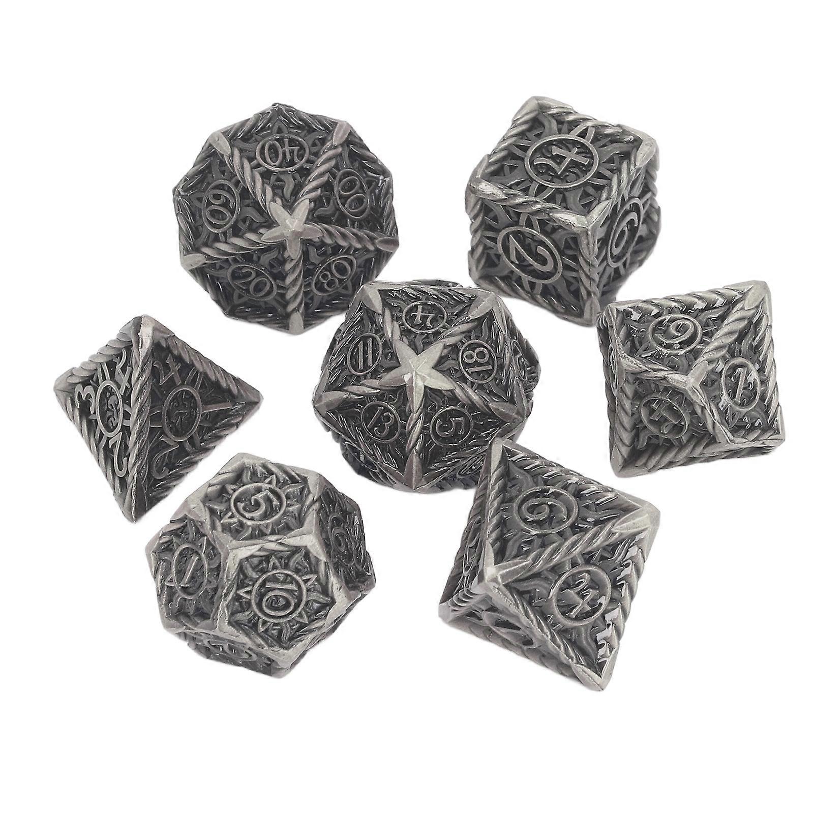 Metal Dice Set 7pc Multi Sided for Party Decor Gaming Accessories