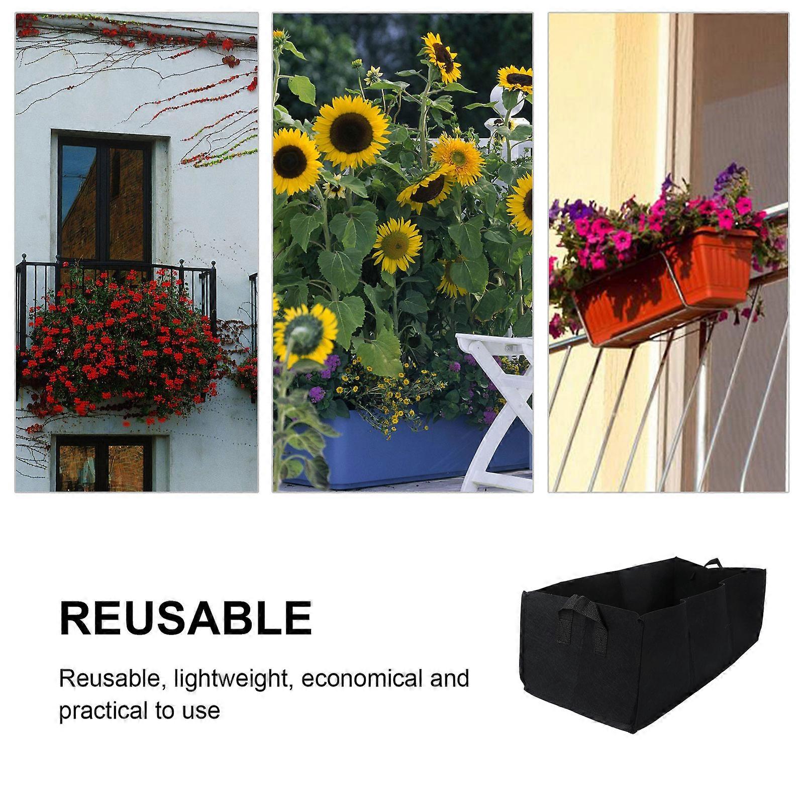 2Pcs Square Strawberry Planting Bag Root Control Bag Gallon Plant Flower Nursery Bag Vegetable Greenhouse Planter Garden Tool(Elegant Black,Medium)