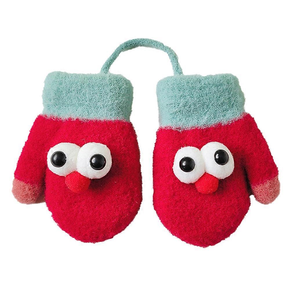 Toddler Kids Mittens with String Winter Warm Stretch Full Finger Gloves