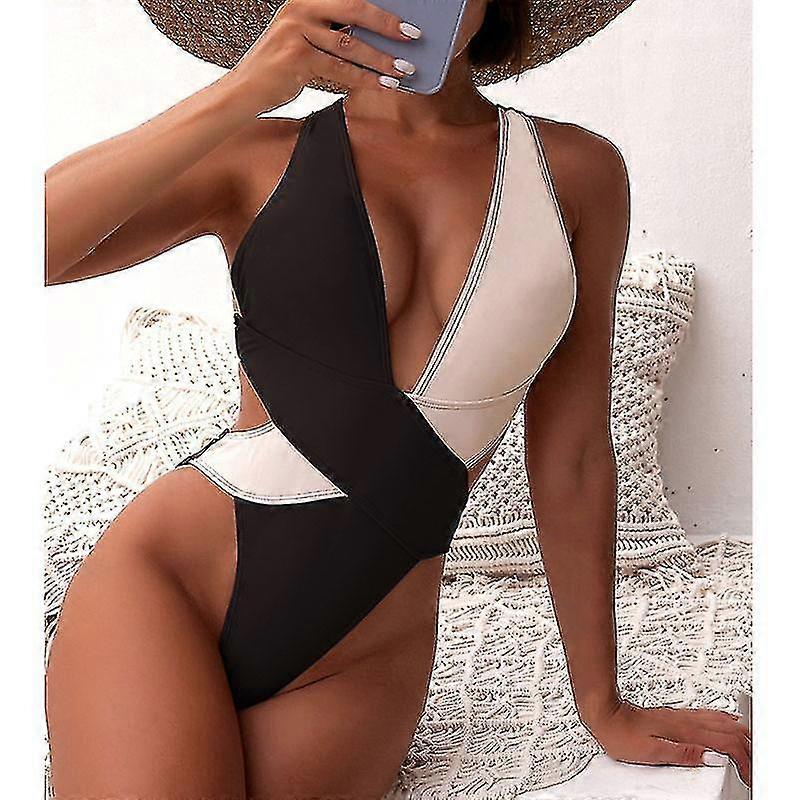 Riseado Colorblock naisten uimapuku yksiosainen upottava uimapuku 2022 Uudet ristiselkäiset uimapuvut leikattu bodyn monokinit