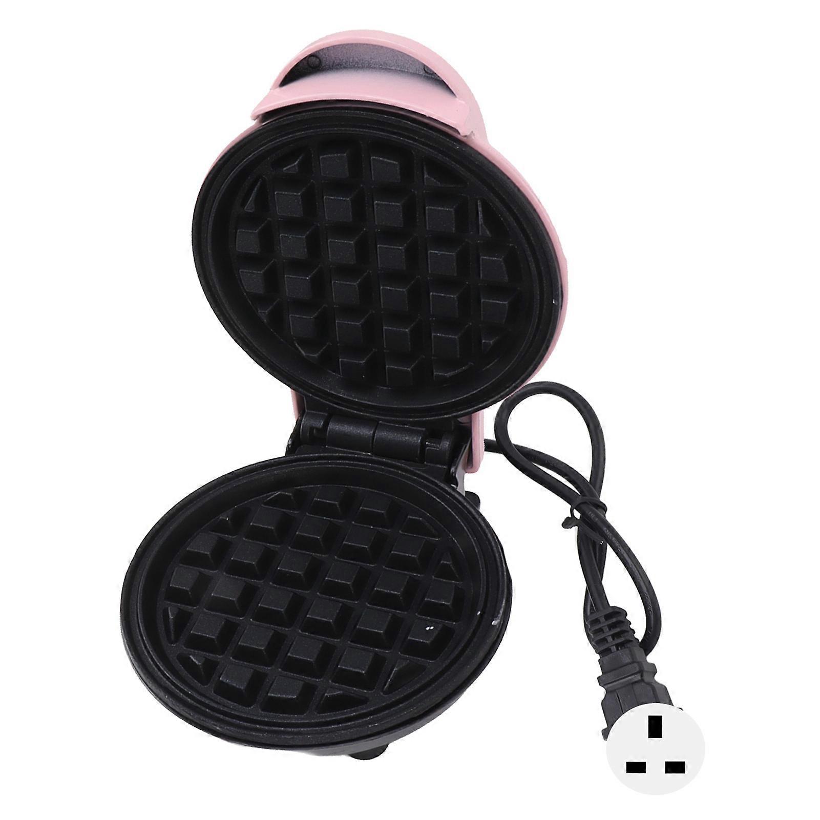Mini Waffle Maker Stick Proof Double Sided Round Multifunctional Breakfast Machine for Toast Sandwich UK Plug 220V Pink