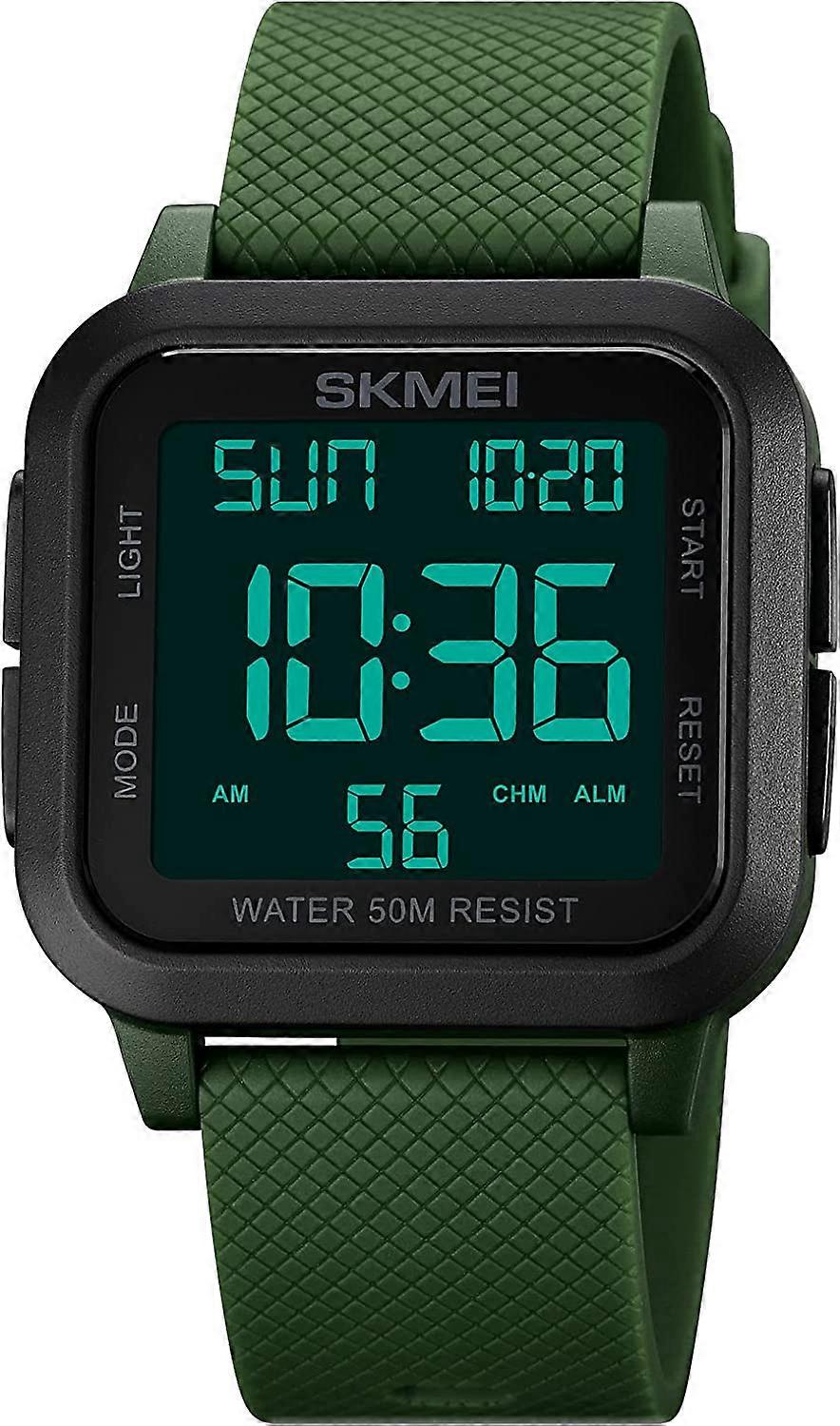 Men Digital Sports Watch Ultra-Thin Large Face Waterproof Wrist Watches for Men with Stopwatch Countdown Timer Alarm Function Dual Time