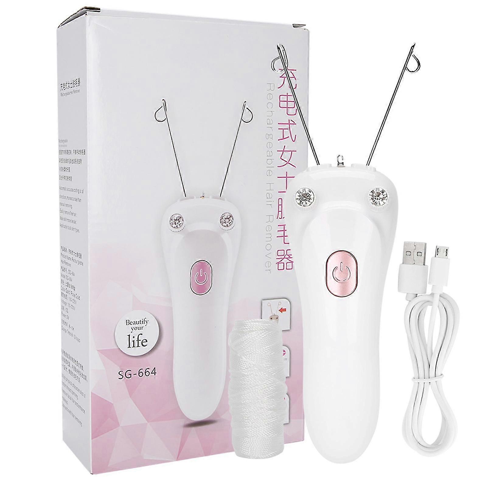 Electric Threading Epilator Hair Remover Usb Charging Cotton Thread Epilator (host Cotton Thread Usb Cable)(pink )