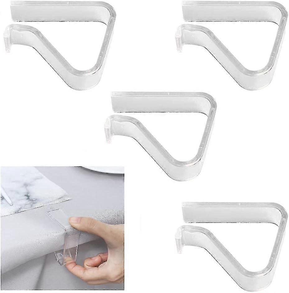 4pcs Tablecloth Clips, Picnic Table Cloth Holder Clear Plastic Indoor Table Cover Clamps For Home Garden Wedding Party