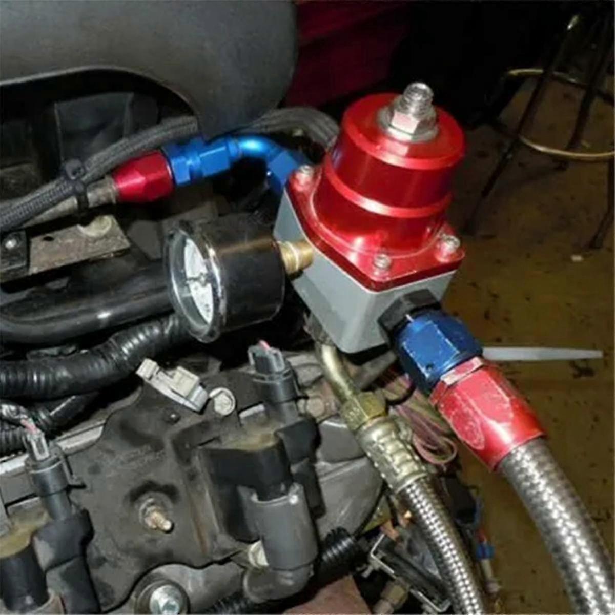 طقم منظم ضغط الوقود القابل للتعديل باللون الأسود والأحمر 0-100psi مقياس -6AN 6AN
