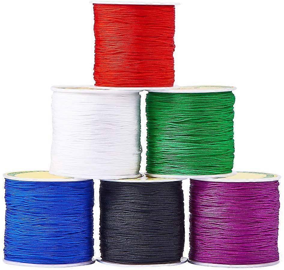 600 meter 0,8 mm nylon prlband, 6 frger kinesisk knutsnre nylon kumihimo makrame prlsnre fltad lyft skugga sladd trim fr makrame frie