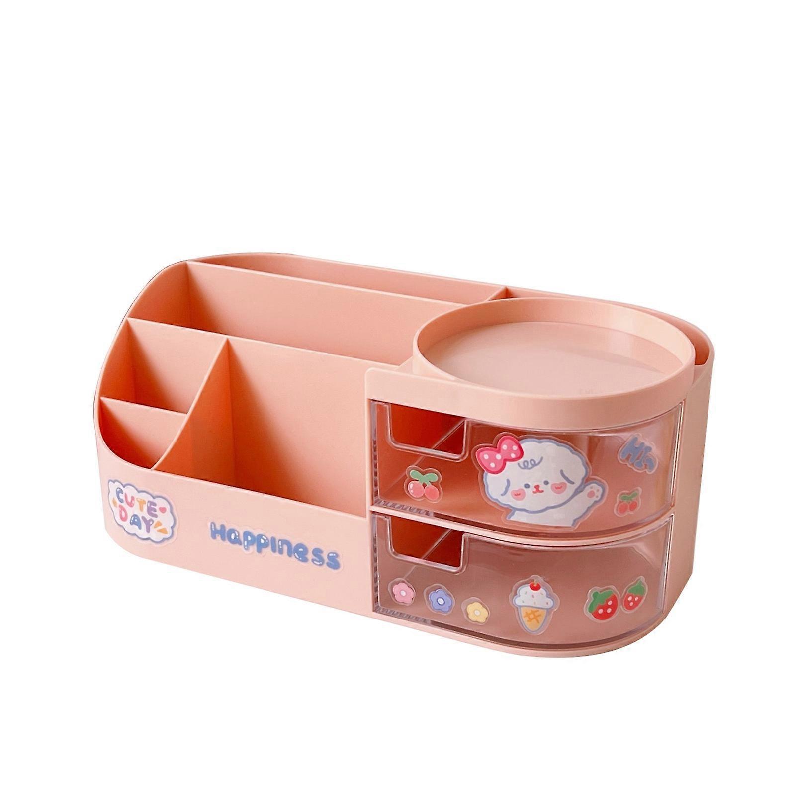 Storage Box Compartment Design Large Capacity Clear Drawer Round Edges Easy Access Multi-functional Plastic Space Saving Stationery Holder for Student