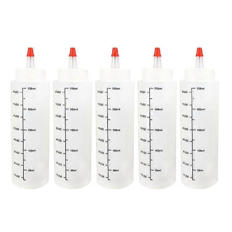 5Pcs 250ml Plastic Pointed Mouth Restaurant Sauce Squeezing Bottles Dispenser
