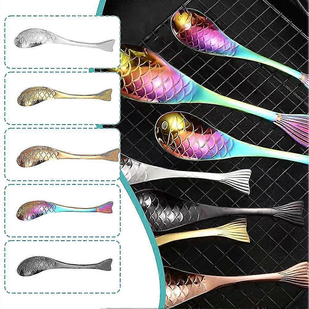 Creative Fish Tail Cutlery Metal Spork Dinnerware Dining Long Handle Kitchen