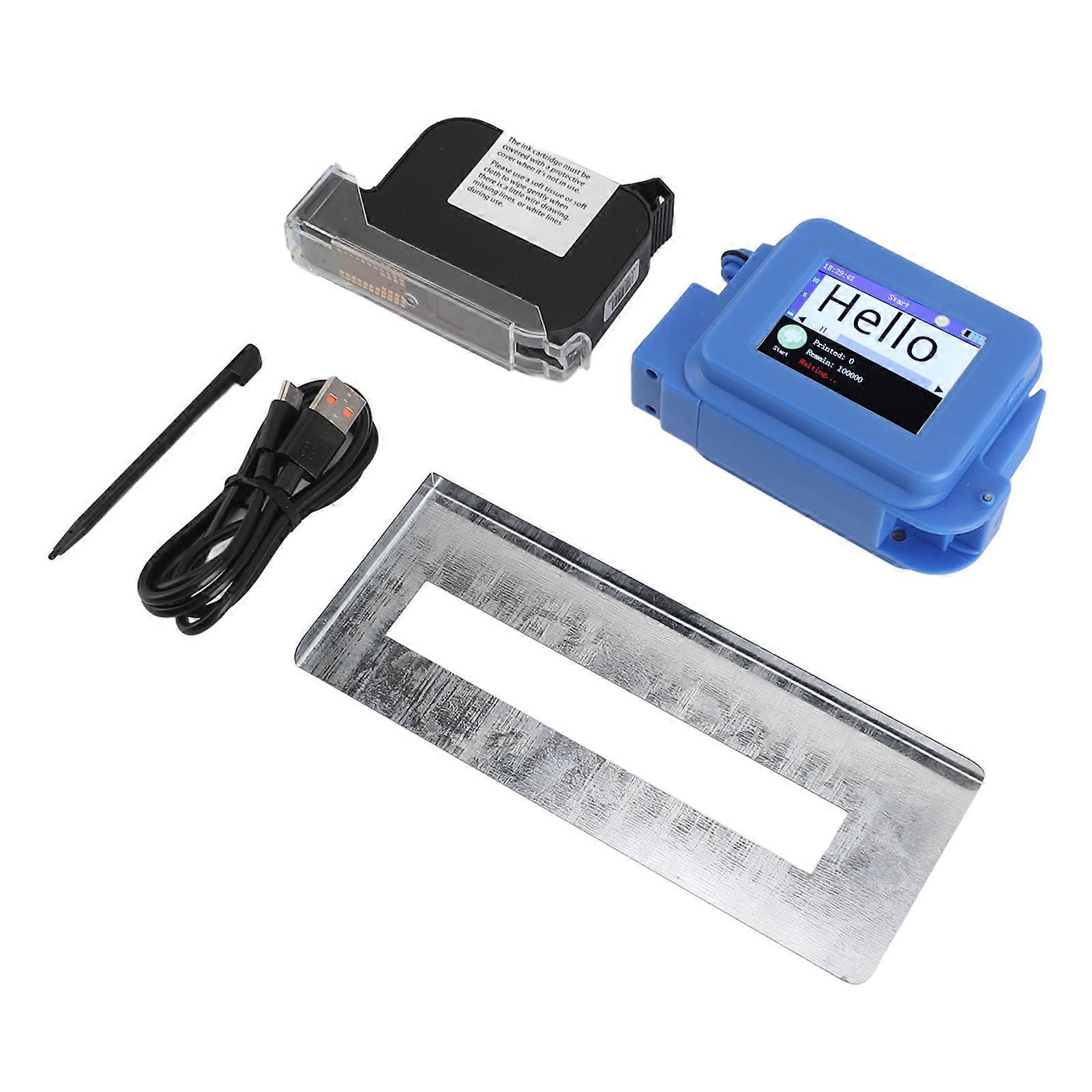 Pocket Inkjet Printer Adjustable Printing Height 0.1‑ 0.5in/1in Touch Screen Handheld Inkjet Coder with Fast Drying Ink for Text Barcode Printer Blue