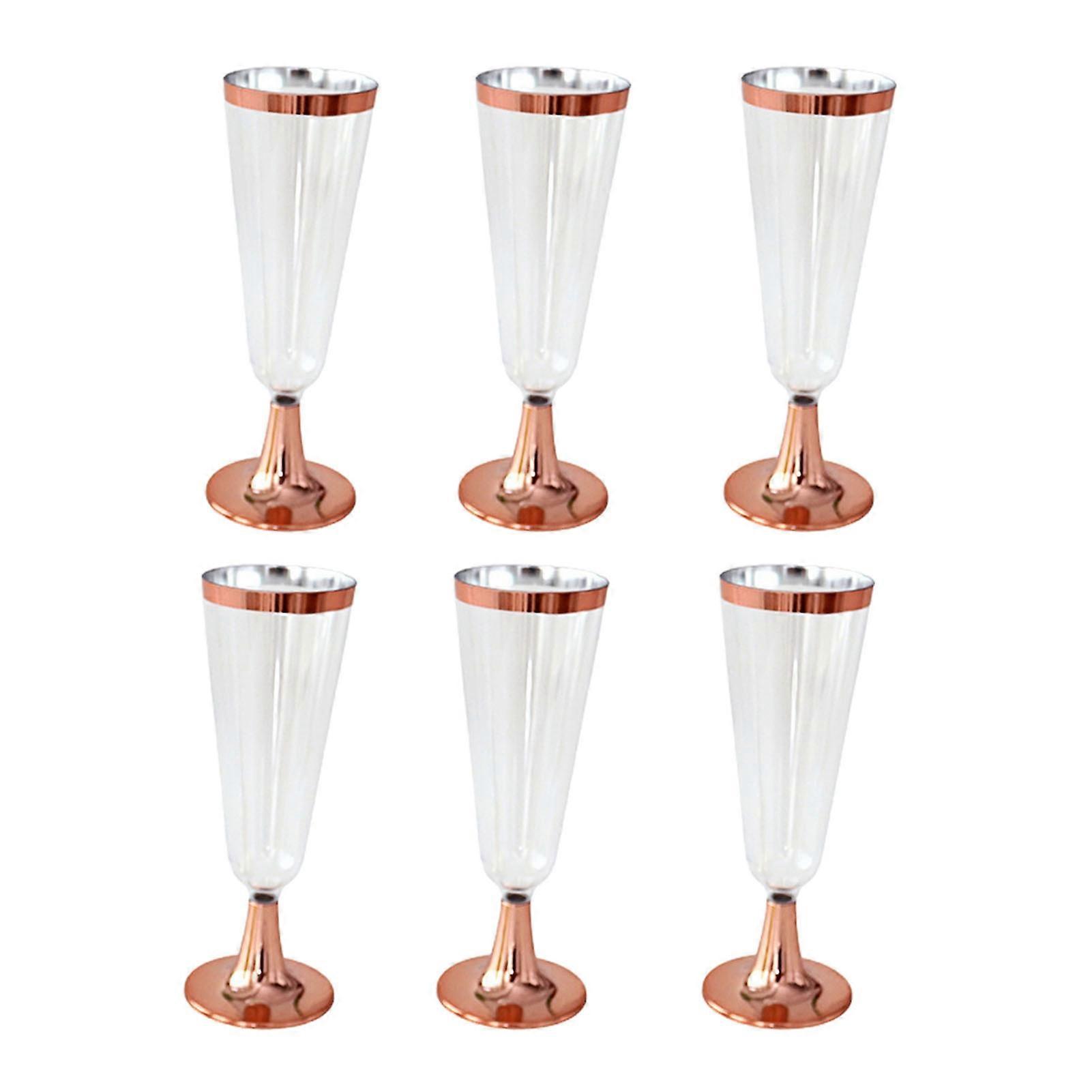 6Pcs/Set 150ml Wine Glass Stylish Shockproof Plastic Practical Anti-slip Champagne Glass for Party JIKAIX