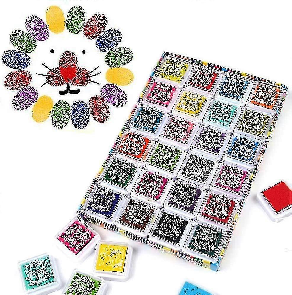 Ink Pad Set. 24 Color Fingerprint Pad Non-toxic Washable Pad