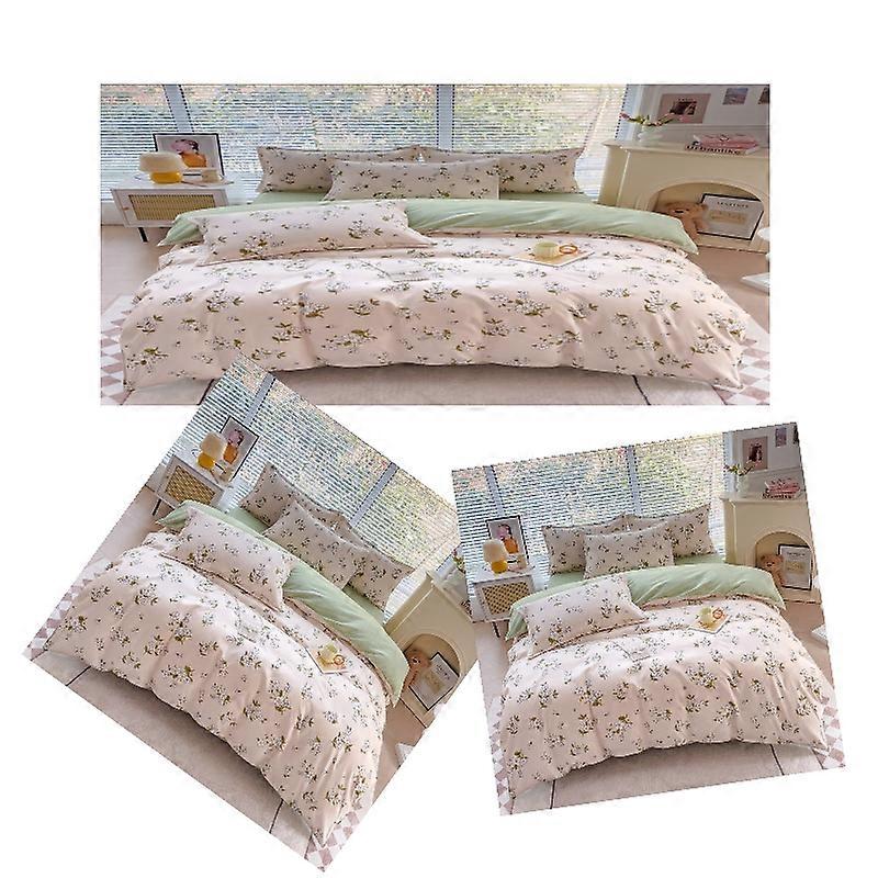 Luxury 4 Piece Set Bedding printed Quilt Cove Fitted Sheet Pillowcase Color AG
