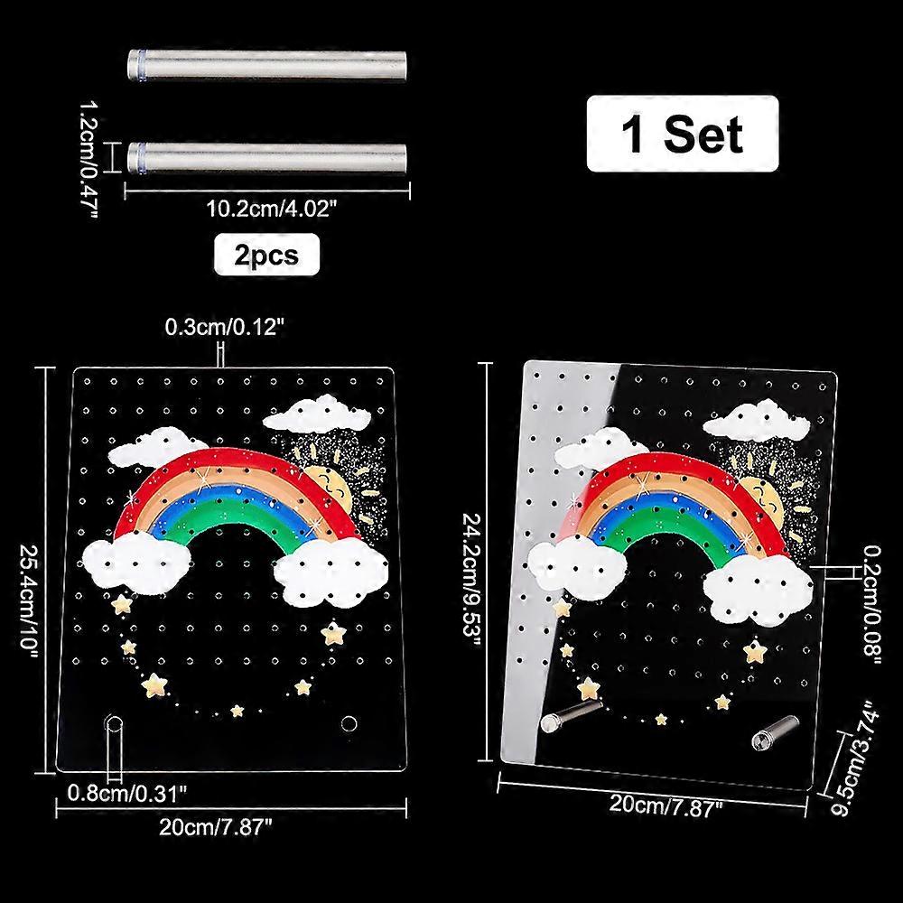 Acrylic Earring Display Stand Rectangle Shaped Earring Organizer Holder with Zinc Alloy Finding Rainbow Pattern Finish Product: 9.5x20x24.2cm