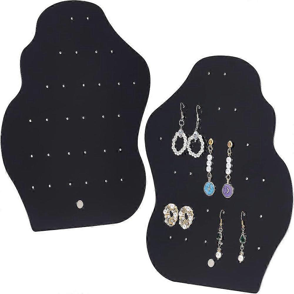 Acrylic Earring Display Stands with Platinum Tone Iron Findings Polygon Black 19.2x7x20.8cm Hole: 2~4.5mm
