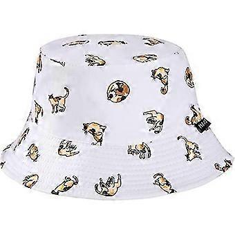 Omkeerbare Bucket Hat Dames Zomer Sun Hat Anti-UV Bescherming voor Reizen Beachwhite