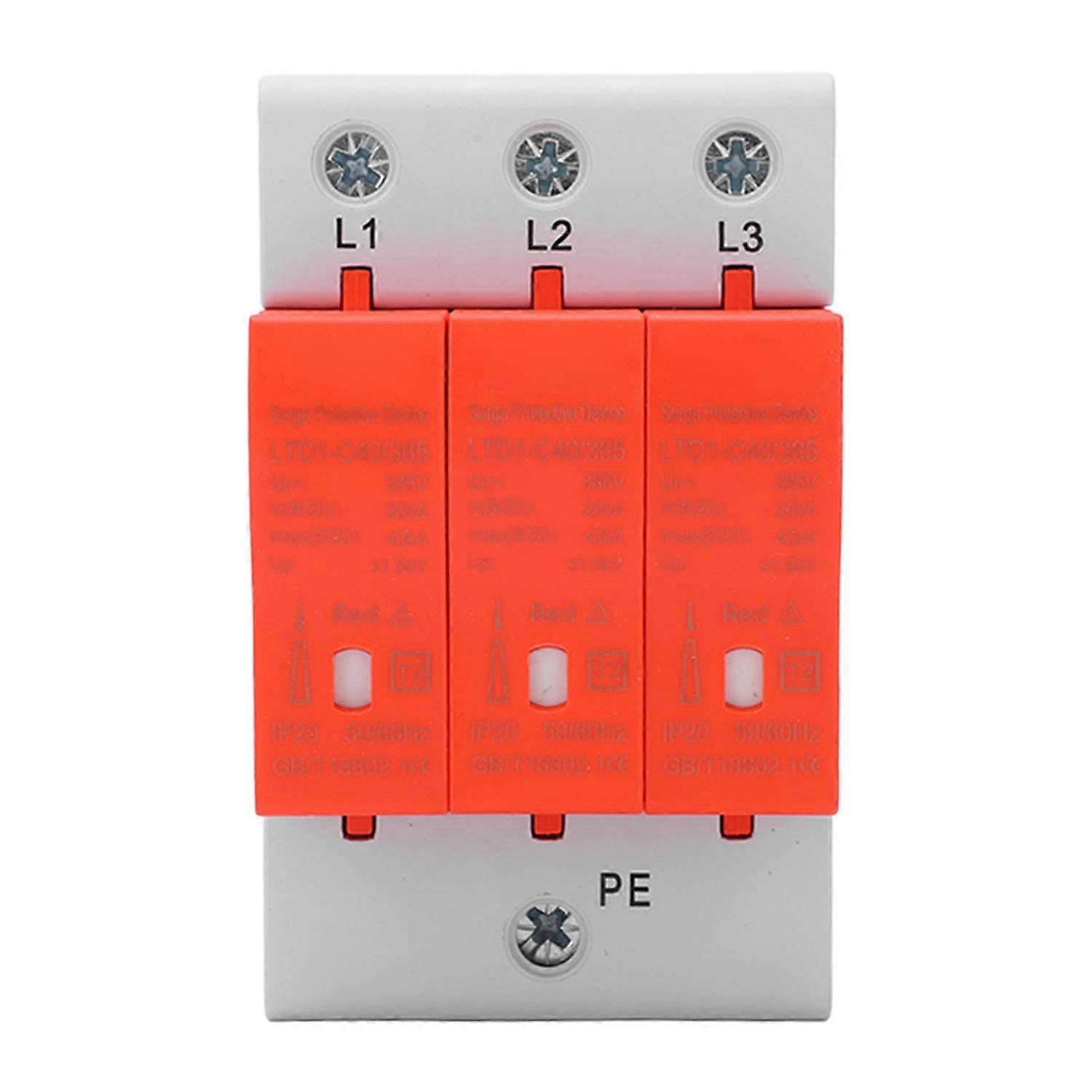 Surge Protective Device Voltage Protection Arrester Protector 385V AC 20‑40KA for Home 3P