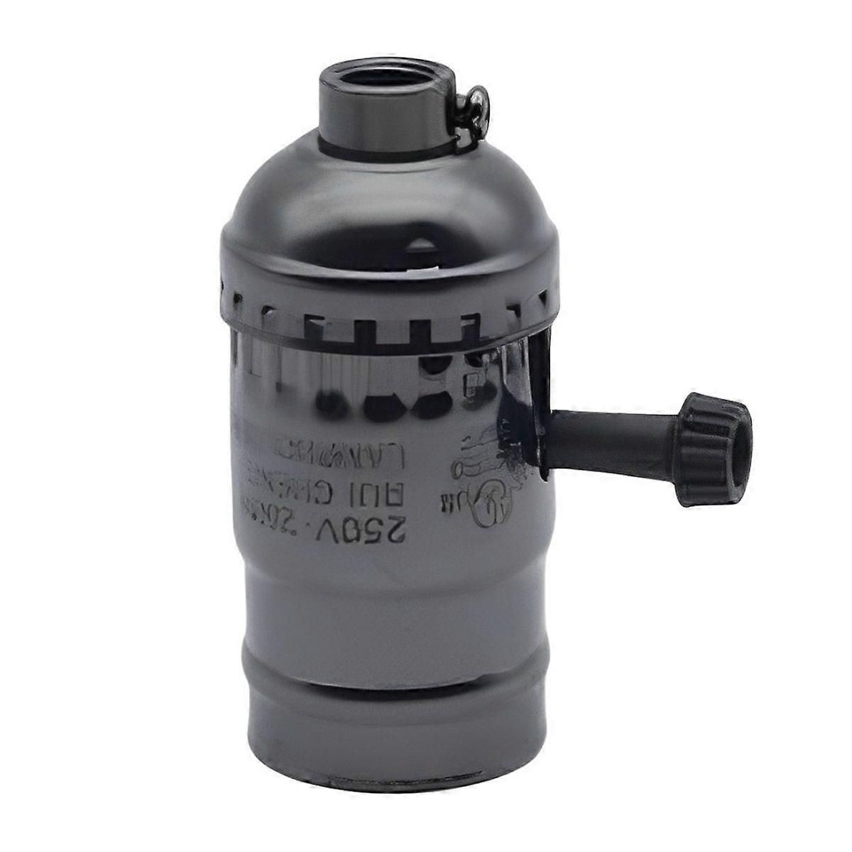 Retro E27 Bulb Stand Lamp Holder Socket Pearl Black With Switch No Wire