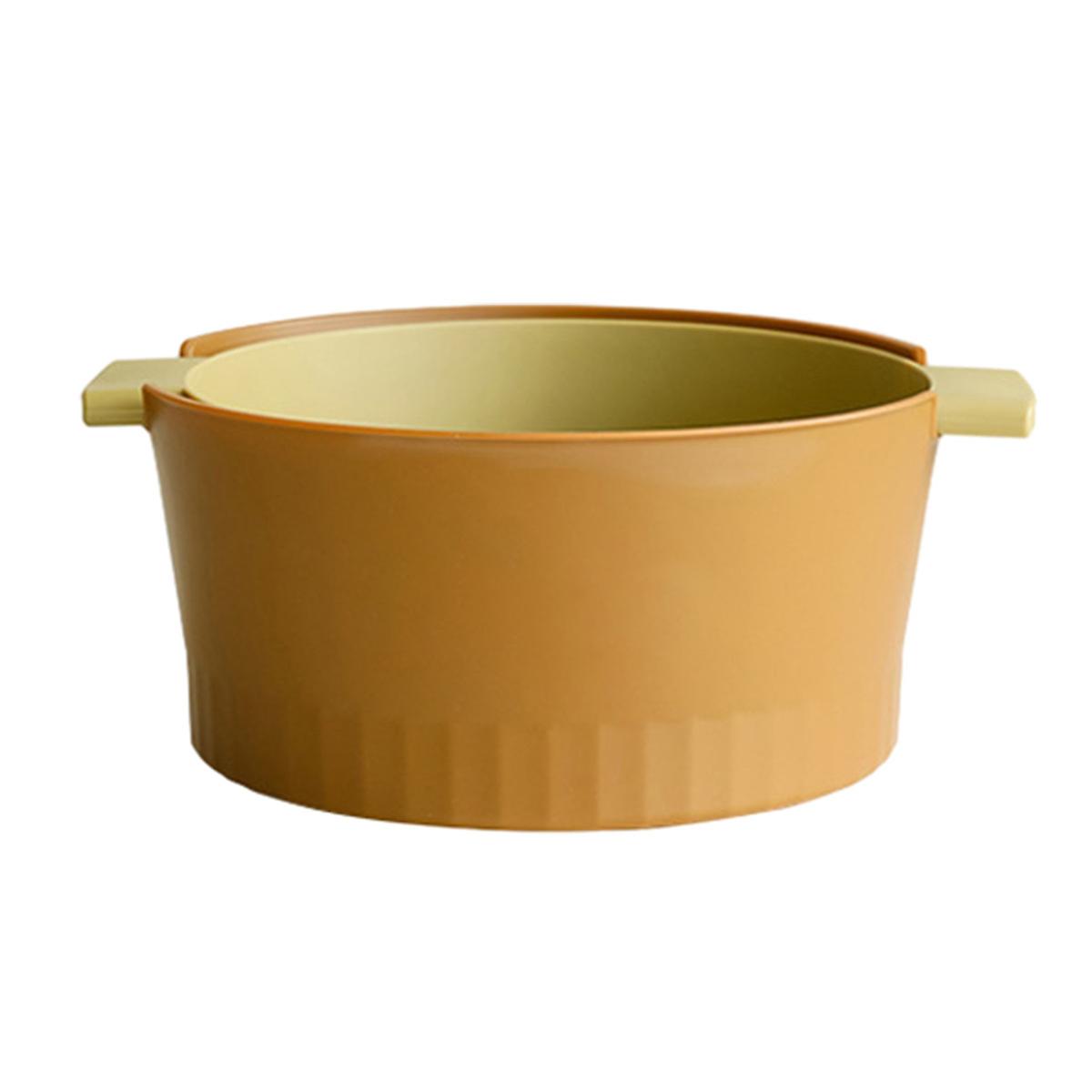 Drain Colander Double Layer Detachable Colander Strainer for Kitchen,Fruit and Vegetable Drainage Basket,Brown