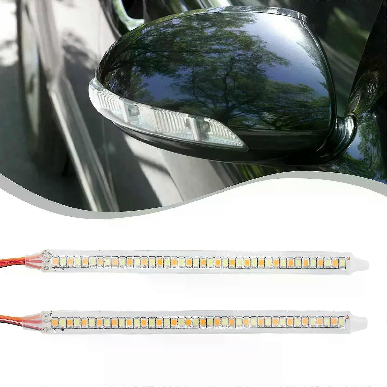 A Pair Car Rearview Mirror Indicators Lamps DRL Streamer Tape LED Flowing TurnSignal Lamp Mirror Turning Streamlights