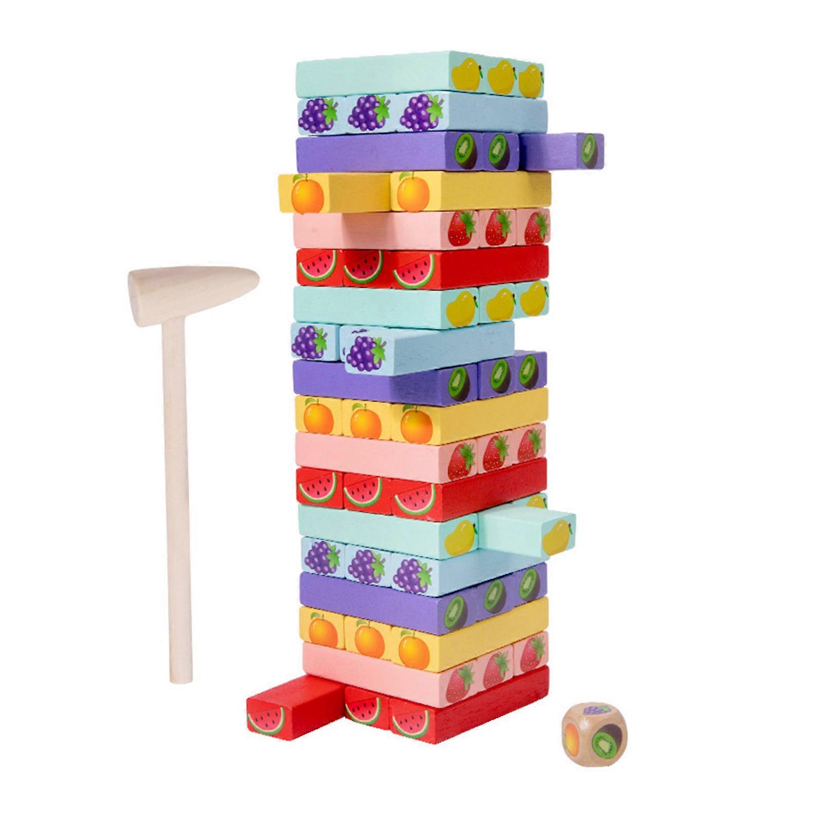 Wooden Stacking Tower Toy Hand Ability Training Block Toy Tumbling Towel Parent-Child Interaction Table Game Kids Gift Multicolor