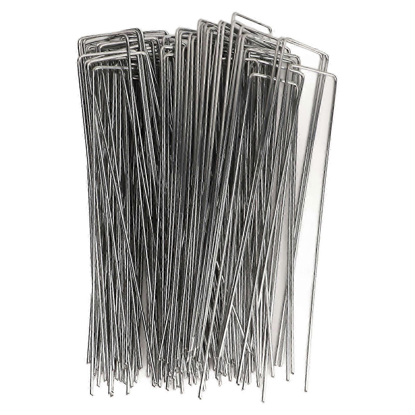 حصص الحديقة المجلفن الصلب المناظر الطبيعية حصص دبابيس 100 قطعة العشب على شكل حرف U مسامير الأرض 2.5 مم / 0.10 بوصة