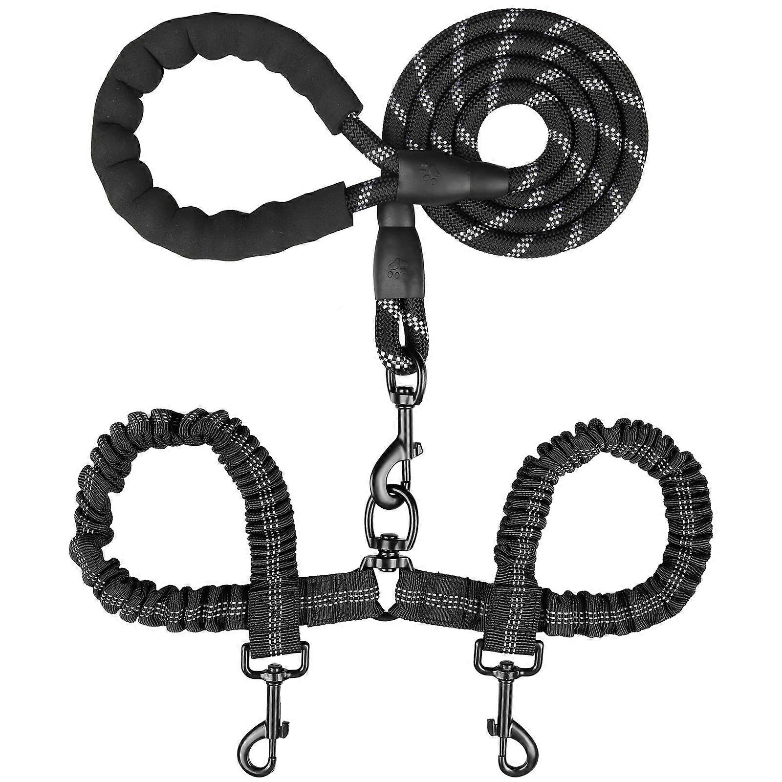 Double Dog Bowl with Dual Design, 360° Bungee Mixture Shock Absorbing, Ideal for Large Dogs, Durable and Versatile