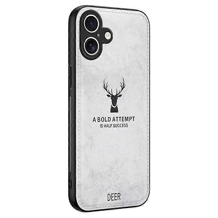Compatible For iPhone 16 Case Deer Pattern Cloth Texture PU Leather Hybrid Phone Cover