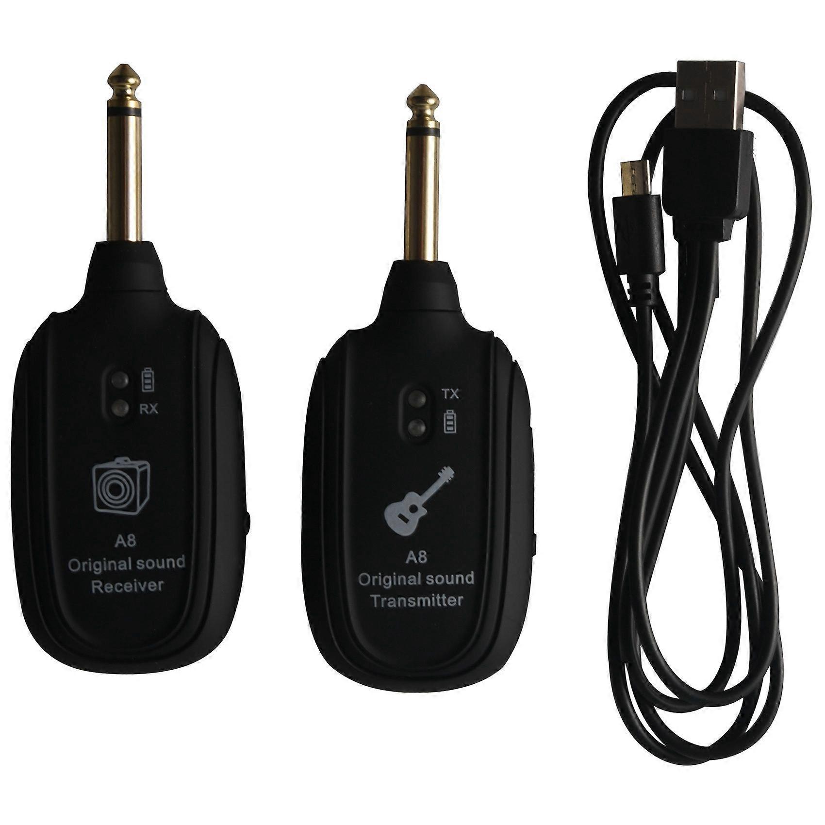 UHF Guitar Wireless System  mitter Receiver Built-in Rechargeable