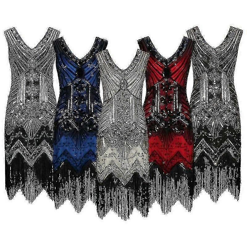 Sukienka Great Gatsby Costume Evening Party Sequin Tassel Flapper_y wysokiej jakości