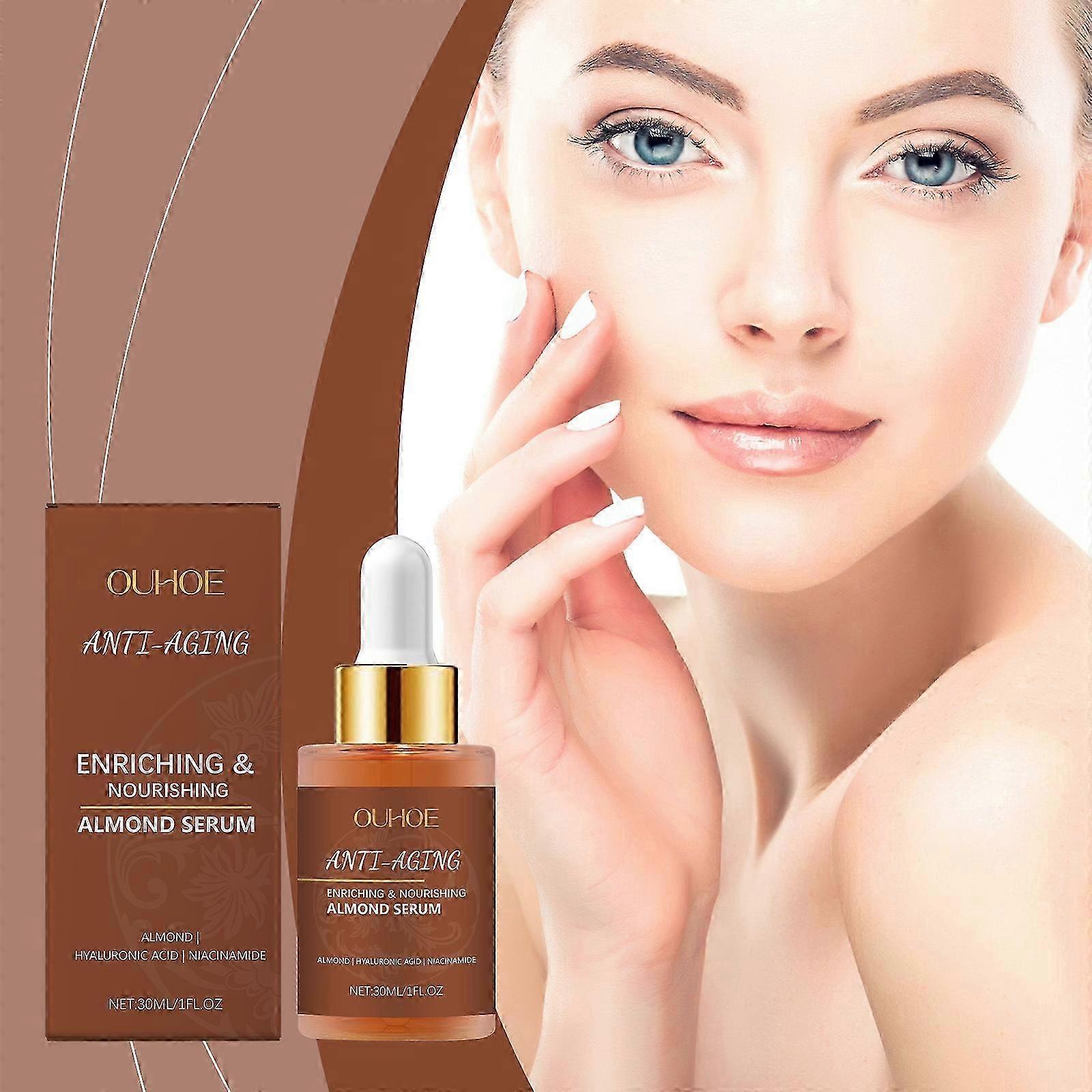Anti-aging Almond Serum, Anti-aging Facial Serum with Almond & Hyaluronic Acid, Firming and Anti-Wrinkle Serum For Face, Enriching & Nourishing
