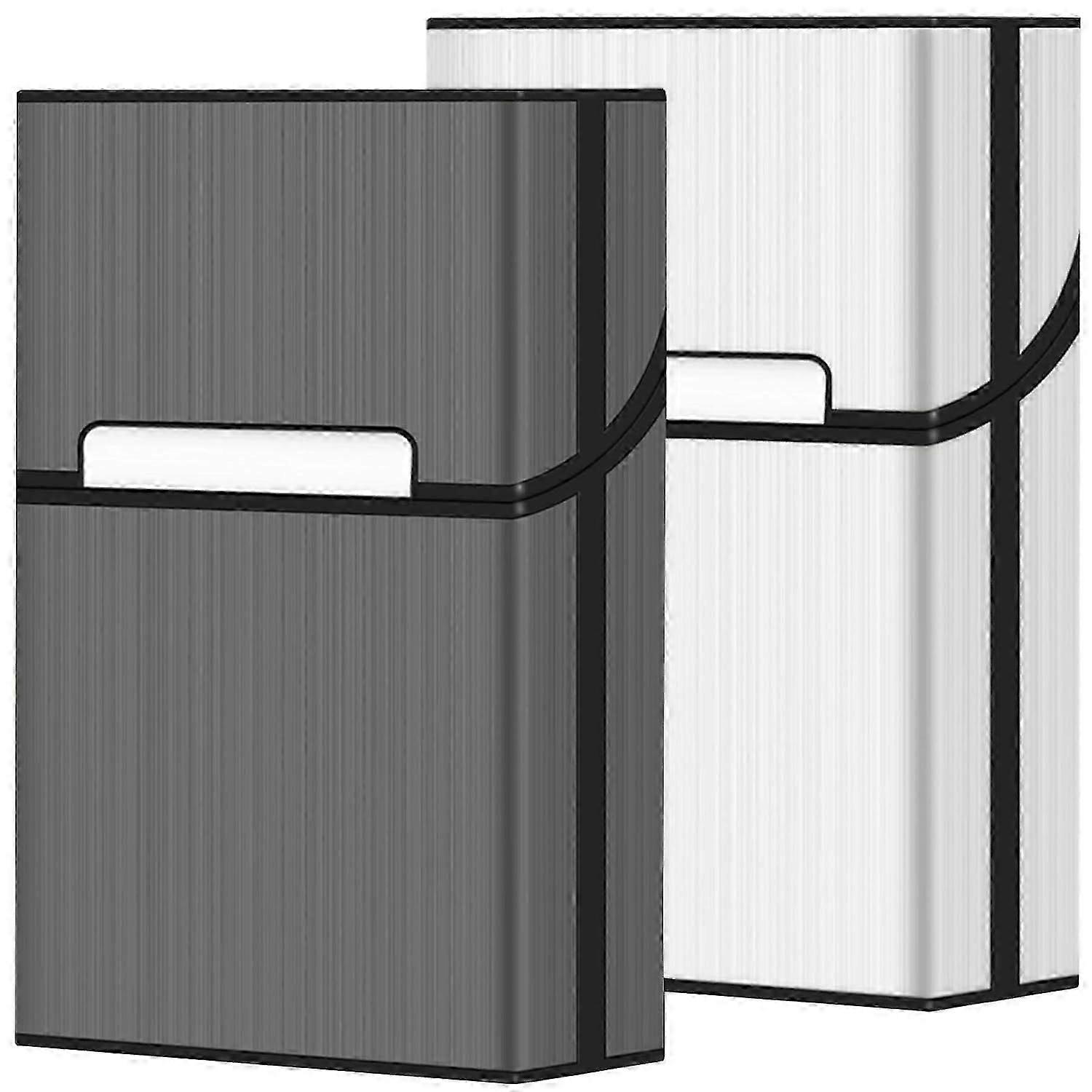 Promotions Zigarettenetui, magnetisch gebürstetes Aluminium, 20 Fassungsvermögen - 2er Pack (grau)